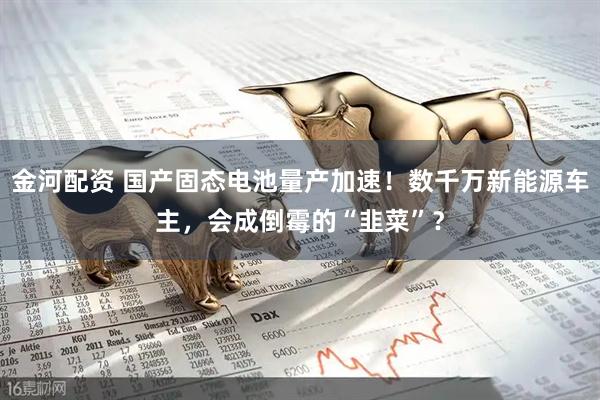 金河配资 国产固态电池量产加速！数千万新能源车主，会成倒霉的“韭菜”？